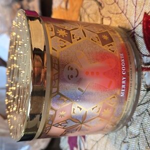 NWT Bath & Body Works Brand Merry Cookie Scented 3 Wick Candle